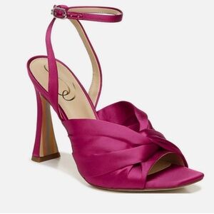 Sam Edelman Lavendar Raspberry Knotted Satin Ankle Strap Dress Sandals 7 1/2